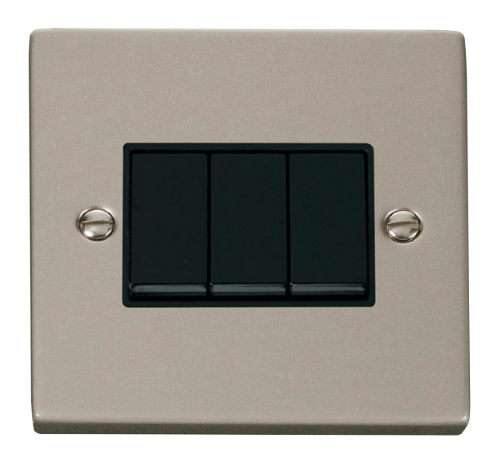 Scolmore VPPN013BK - 3 Gang 2 Way 10AX Switch - Black Deco Scolmore - Sparks Warehouse