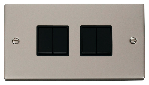 Scolmore VPPN019BK - 4 Gang 2 Way 10AX Switch - Black Deco Scolmore - Sparks Warehouse