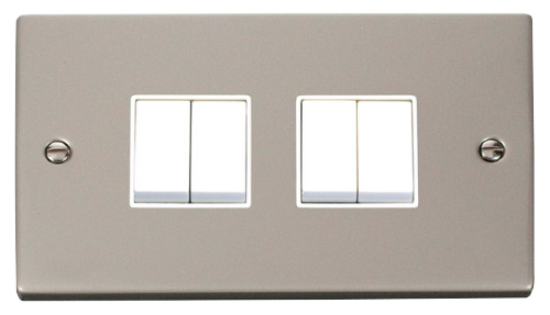 Scolmore VPPN019WH - 4 Gang 2 Way 10AX Switch - White Deco Scolmore - Sparks Warehouse