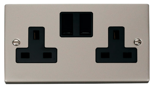 Scolmore VPPN036BK - 2 Gang 13A DP Switched Socket Outlet - Black Deco Scolmore - Sparks Warehouse