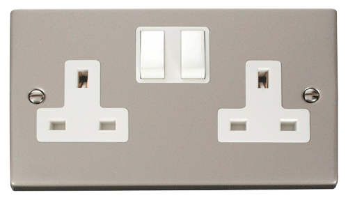 Scolmore VPPN036WH - 2 Gang 13A DP Switched Socket Outlet - White Deco Scolmore - Sparks Warehouse