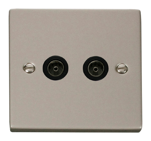 Scolmore VPPN066BK - Twin Coaxial Socket Outlet - Black Deco Scolmore - Sparks Warehouse