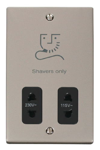 Scolmore VPPN100BK - Dual Voltage Shaver Socket Outlet 115/230V - Black Deco Scolmore - Sparks Warehouse