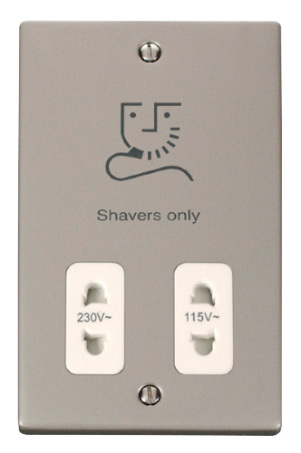 Scolmore VPPN100WH - Dual Voltage Shaver Socket Outlet 115/230V - White Deco Scolmore - Sparks Warehouse