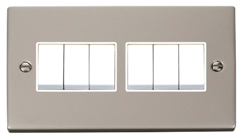 Scolmore VPPN105WH - 6 Gang 2 Way 10AX Switch - White Deco Scolmore - Sparks Warehouse