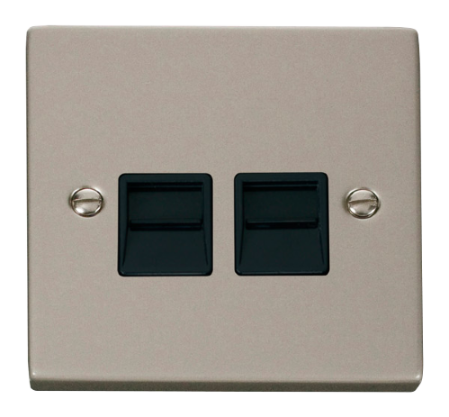 Scolmore VPPN121BK - Twin Telephone Socket Outlet Master - Black Deco Scolmore - Sparks Warehouse