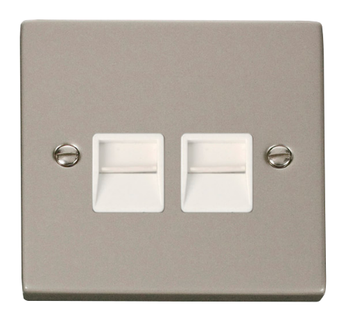 Scolmore VPPN121WH - Twin Telephone Socket Outlet Master - White Deco Scolmore - Sparks Warehouse