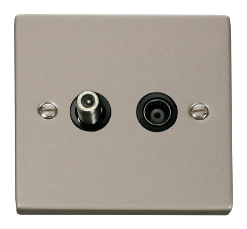 Scolmore VPPN157BK - 1 Gang Satellite + Isolated Coaxial Socket Outlet - Black Deco Scolmore - Sparks Warehouse