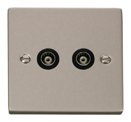 Scolmore VPPN159BK - Twin Isolated Coaxial Socket Outlet - Black Deco Scolmore - Sparks Warehouse