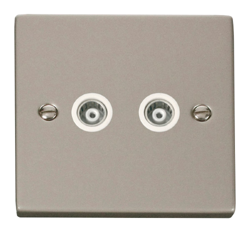 Scolmore VPPN159WH - Twin Isolated Coaxial Socket Outlet - White Deco Scolmore - Sparks Warehouse