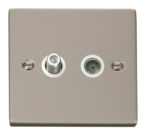 Scolmore VPPN170WH - 1 Gang Satellite + Coaxial Socket Outlet - White Deco Scolmore - Sparks Warehouse