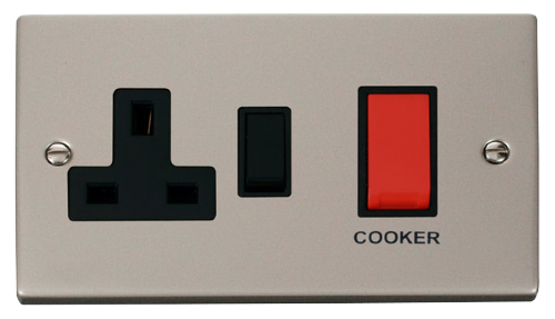 Scolmore VPPN204BK - 45A DP Switch + 13A Switched Socket - Black Deco Scolmore - Sparks Warehouse