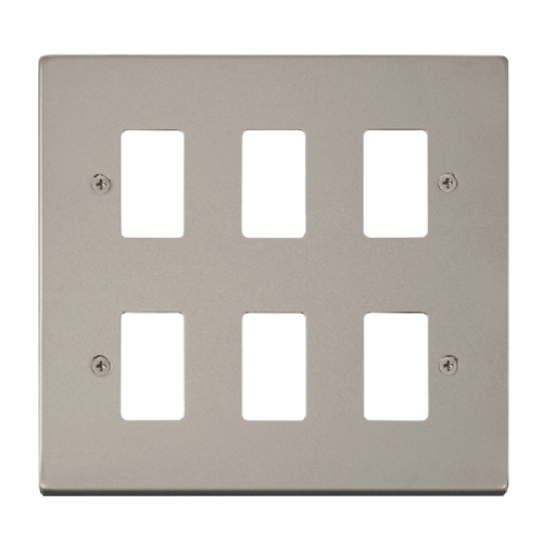 Scolmore VPPN20506 - 6 Gang GridPro® Frontplate - Pearl Nickel GridPro Scolmore - Sparks Warehouse