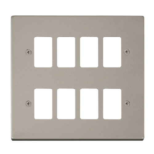 Scolmore VPPN20508 - 8 Gang GridPro® Frontplate - Pearl Nickel GridPro Scolmore - Sparks Warehouse