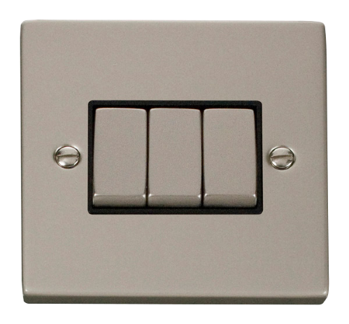 Scolmore VPPN413BK - 3 Gang 2 Way ‘Ingot’ 10AX Switch - Black Deco Scolmore - Sparks Warehouse