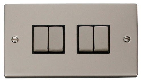 Scolmore VPPN414BK - 4 Gang 2 Way ‘Ingot’ 10AX Switch - Black Deco Scolmore - Sparks Warehouse