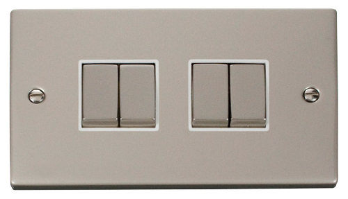 Scolmore VPPN414WH - 4 Gang 2 Way ‘Ingot’ 10AX Switch - White Deco Scolmore - Sparks Warehouse