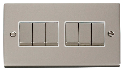 Scolmore VPPN416WH - 6 Gang 2 Way ‘Ingot’ 10AX Switch - White Deco Scolmore - Sparks Warehouse