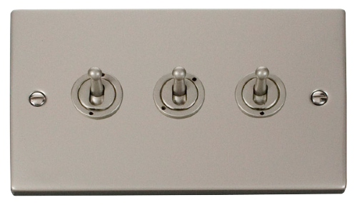 Scolmore VPPN423 - 3 Gang 2 Way 10AX Toggle Switch Deco Scolmore - Sparks Warehouse