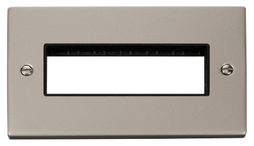 Scolmore VPPN426BK - 2 Gang Plate 6 In-Line Aperture - Black Deco Scolmore - Sparks Warehouse