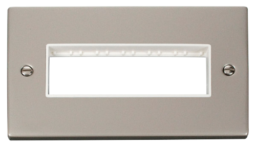 Scolmore VPPN426WH - 2 Gang Plate 6 In-Line Aperture - White Deco Scolmore - Sparks Warehouse