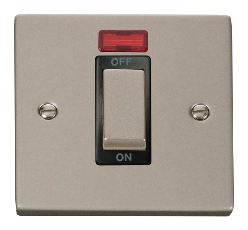 Scolmore VPPN501BK - Ingot 1 Gang 45A DP Switch With Neon - Black Deco Scolmore - Sparks Warehouse