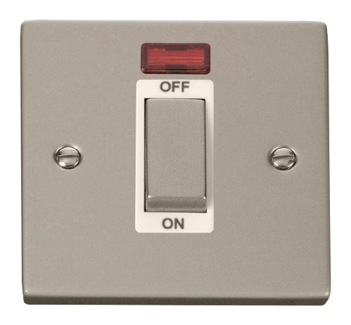 Scolmore VPPN501WH - Ingot 1 Gang 45A DP Switch With Neon - White Deco Scolmore - Sparks Warehouse