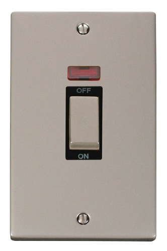 Scolmore VPPN503BK - Ingot 2 Gang 45A DP Switch With Neon - Black Deco Scolmore - Sparks Warehouse