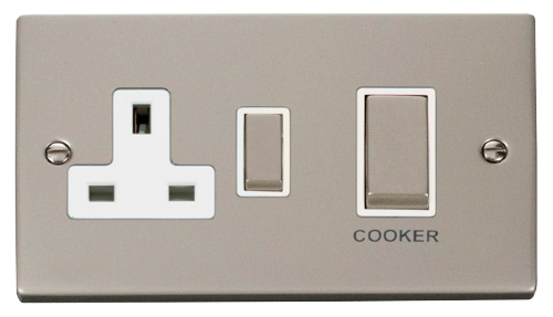 Scolmore VPPN504WH - Ingot 45A DP Switch + 13A Switched Socket - White Deco Scolmore - Sparks Warehouse