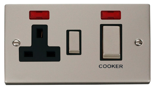 Scolmore VPPN505BK - Ingot 45A DP Switch + 13A Switched Socket + Neons (2) - Black Deco Scolmore - Sparks Warehouse