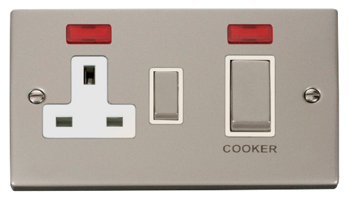 Scolmore VPPN505WH - Ingot 45A DP Switch + 13A Switched Socket + Neons (2) - White Deco Scolmore - Sparks Warehouse