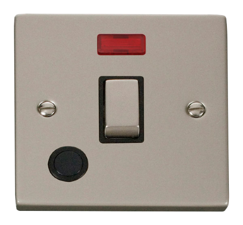 Scolmore VPPN523BK - 20A 1 Gang DP ‘Ingot’ Switch With Flex Outlet And Neon - Black Deco Scolmore - Sparks Warehouse
