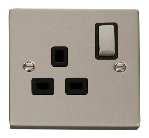 Scolmore VPPN535BK - 1 Gang 13A DP ‘Ingot’ Switched Socket Outlet - Black Deco Scolmore - Sparks Warehouse