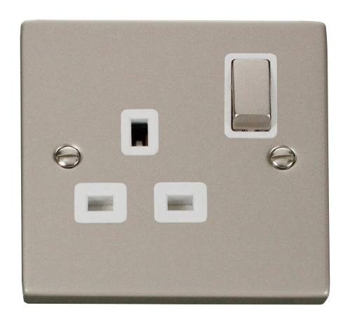 Scolmore VPPN535WH - 1 Gang 13A DP ‘Ingot’ Switched Socket Outlet - White Deco Scolmore - Sparks Warehouse