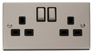 Scolmore VPPN536BK - 2 Gang 13A DP ‘Ingot’ Switched Socket Outlet - Black Deco Scolmore - Sparks Warehouse