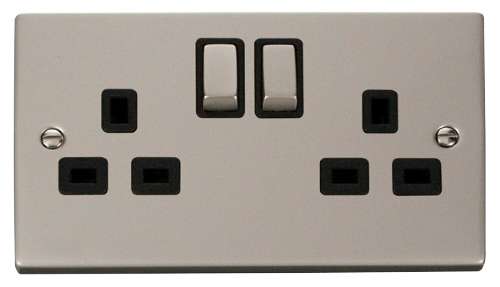 Scolmore VPPN536BK - 2 Gang 13A DP ‘Ingot’ Switched Socket Outlet - Black Deco Scolmore - Sparks Warehouse