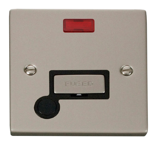 Scolmore VPPN553BK - 13A Fused ‘Ingot’ Connection Unit With Flex Outlet + Neon - Black Deco Scolmore - Sparks Warehouse