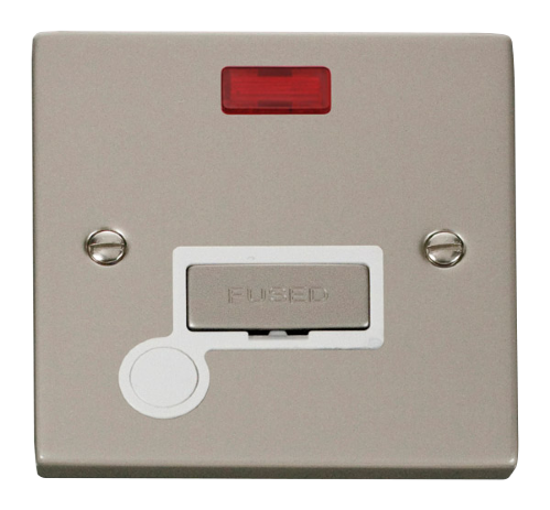 Scolmore VPPN553WH - 13A Fused ‘Ingot’ Connection Unit With Flex Outlet + Neon - White Deco Scolmore - Sparks Warehouse
