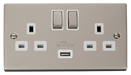 Scolmore VPPN570WH - 13A 2G Ingot Switched Socket With 2.1A USB Outlet (Twin Earth) - White Deco Scolmore - Sparks Warehouse