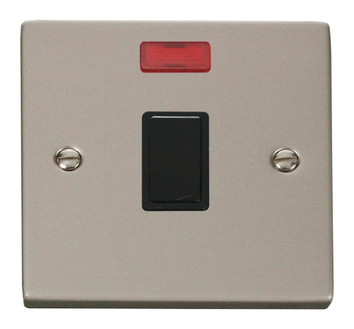 Scolmore VPPN623BK - 20A 1 Gang DP Switch + Neon - Black Deco Scolmore - Sparks Warehouse