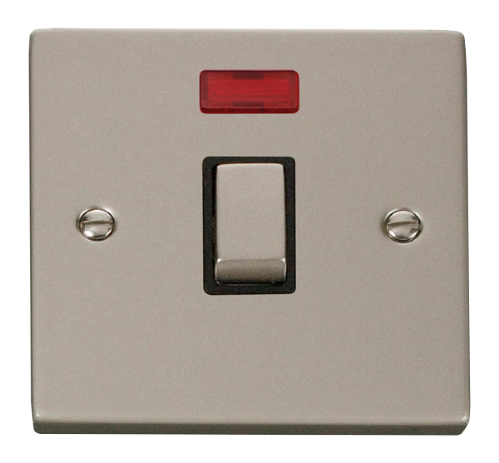 Scolmore VPPN723BK - 20A 1 Gang DP ‘Ingot’ Switch + Neon - Black Deco Scolmore - Sparks Warehouse