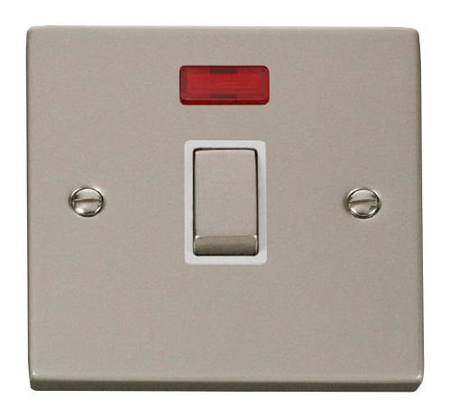 Scolmore VPPN723WH - 20A 1 Gang DP ‘Ingot’ Switch + Neon - White Deco Scolmore - Sparks Warehouse