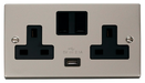 Scolmore VPPN770BK - 13A 2G Switched Socket With 2.1A USB Outlet (Twin Earth) - Black Deco Scolmore - Sparks Warehouse