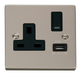 Scolmore VPPN771BK - 13A 1G Switched Socket With 2.1A USB Outlet - Black Deco Scolmore - Sparks Warehouse