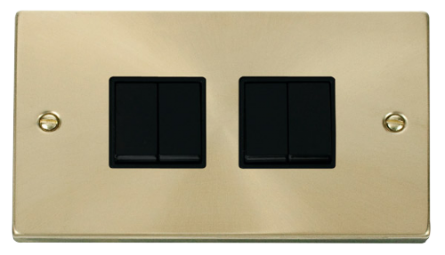 Scolmore VPSB019BK - 4 Gang 2 Way 10AX Switch - Black Deco Scolmore - Sparks Warehouse