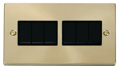 Scolmore VPSB105BK - 6 Gang 2 Way 10AX Switch - Black Deco Scolmore - Sparks Warehouse