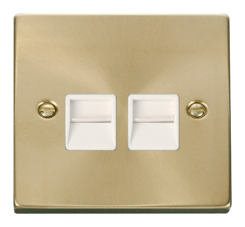 Scolmore VPSB121WH - Twin Telephone Socket Outlet Master - White Deco Scolmore - Sparks Warehouse