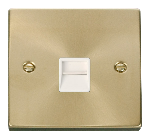 Scolmore VPSB125WH - Single Telephone Socket Outlet Secondary - White Deco Scolmore - Sparks Warehouse