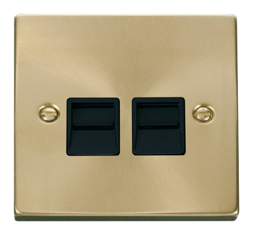 Scolmore VPSB126BK - Twin Telephone Socket Outlet Secondary - Black Deco Scolmore - Sparks Warehouse