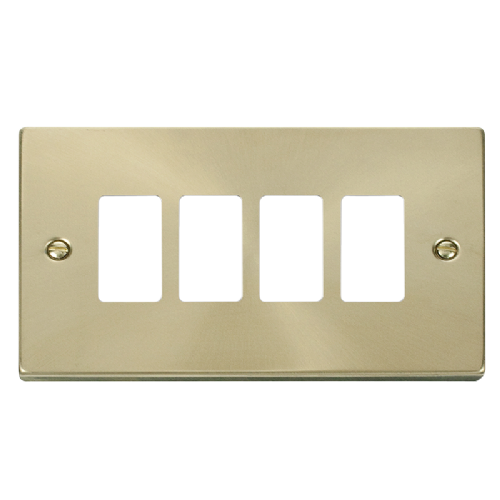 Scolmore VPSB20404 - 4 Gang GridPro® Frontplate - Satin Brass GridPro Scolmore - Sparks Warehouse